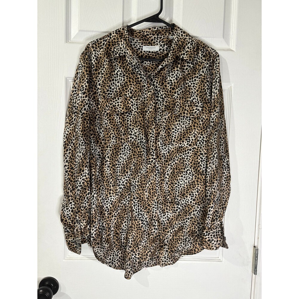 Equipment Slim Signature Leopard Silk Shirt $248 Medium